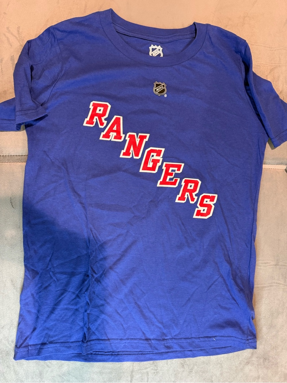 NHL Rangers Kids Blue Tee with Red & White Diagonal Logo